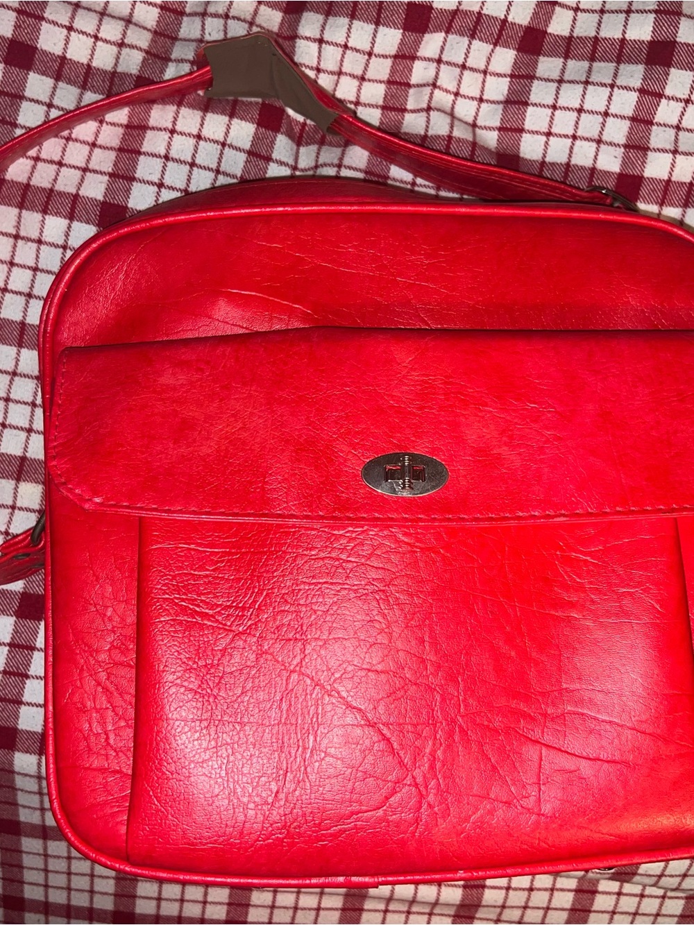 Vintage Samsonite Red Leather Crossbody Travel Bag
